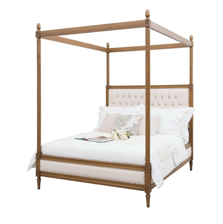 Upholstered serenity four poster bed - queen size