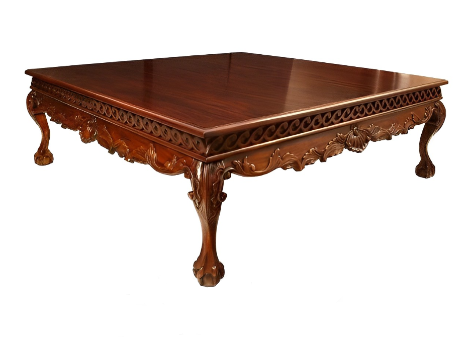 Chippendale Carved Square Coffee Table