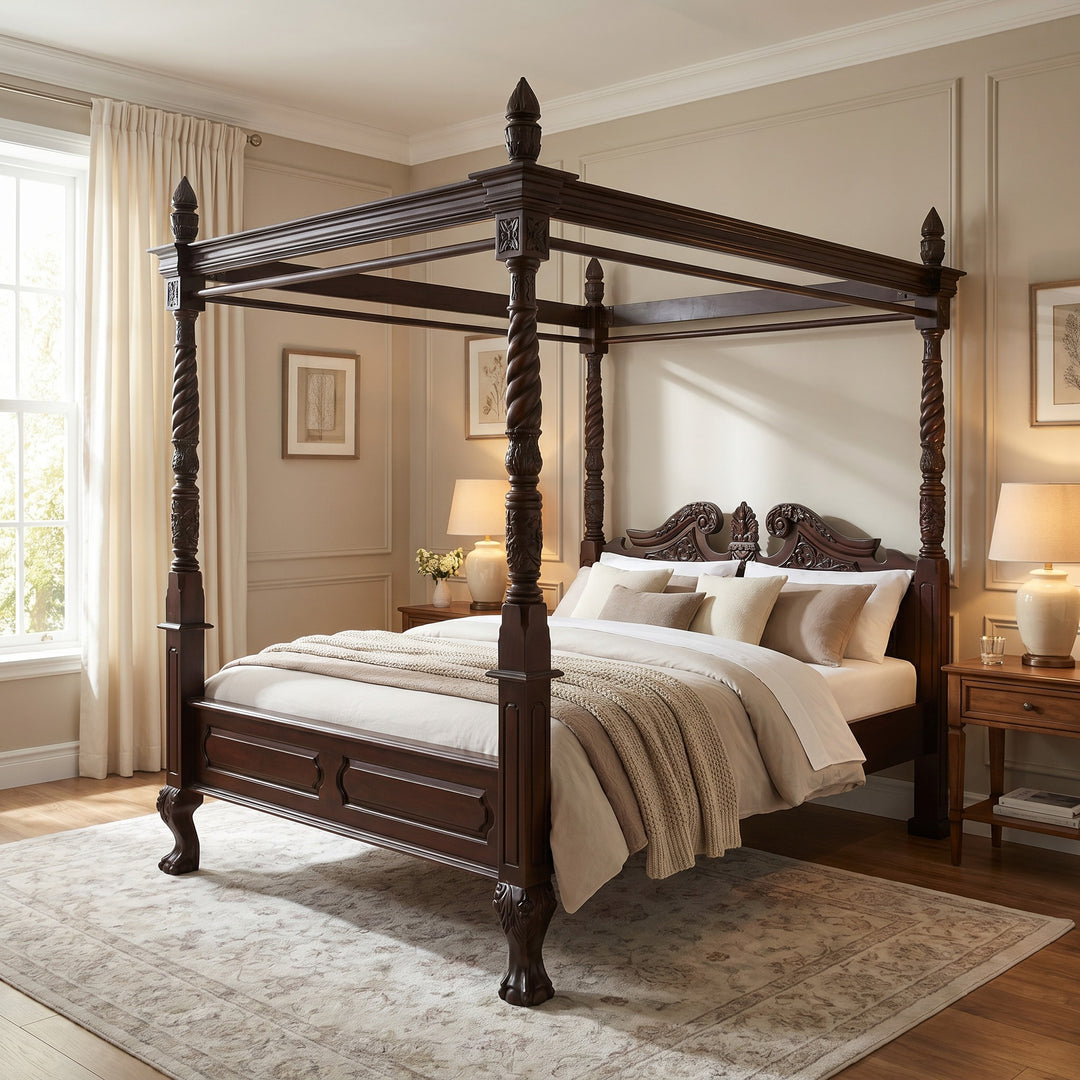 Queen Anne Four Poster Bed - King Size