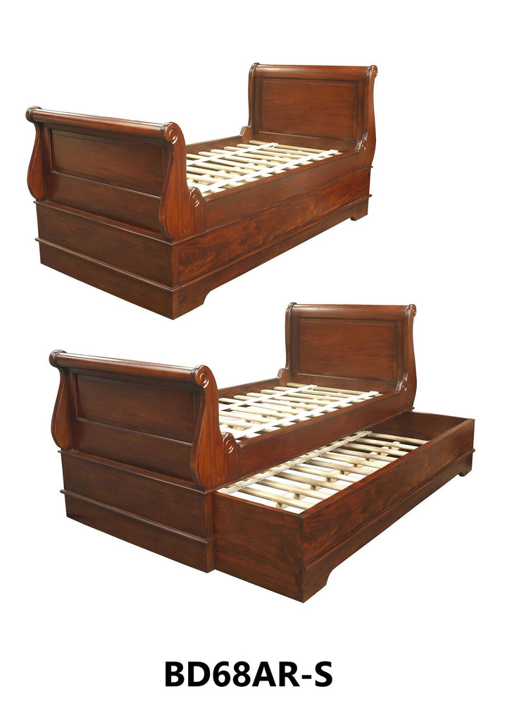 Traditional Sleigh Bed with Trundle - Single - Wholesale