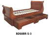 Traditional Sleigh Bed with Double Drawers - Single size