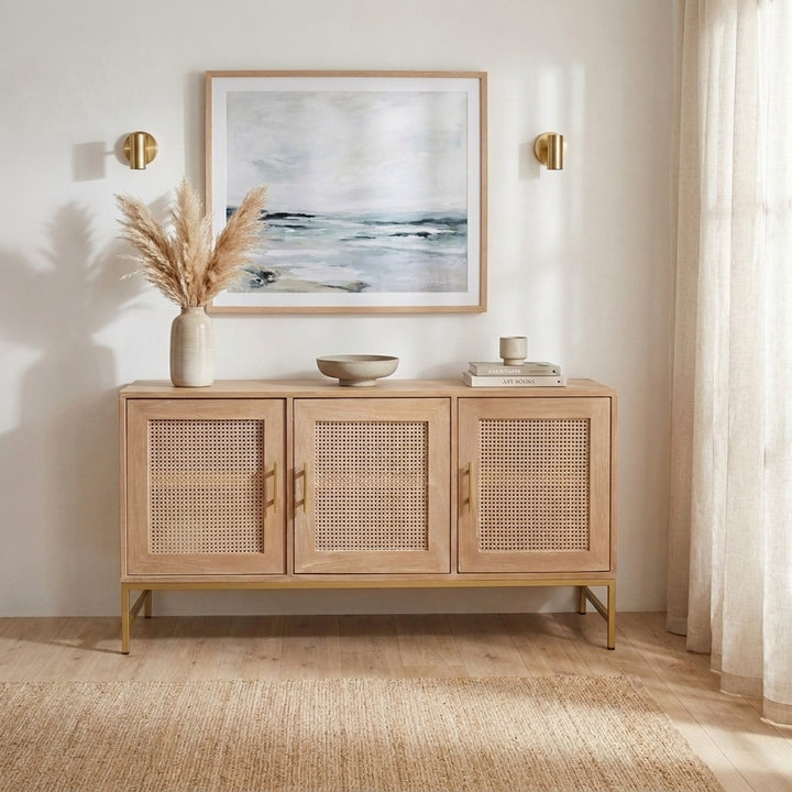 Mala Timber and rattan 3 door buffet