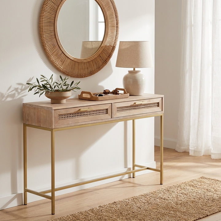 Mala timber and rattan console