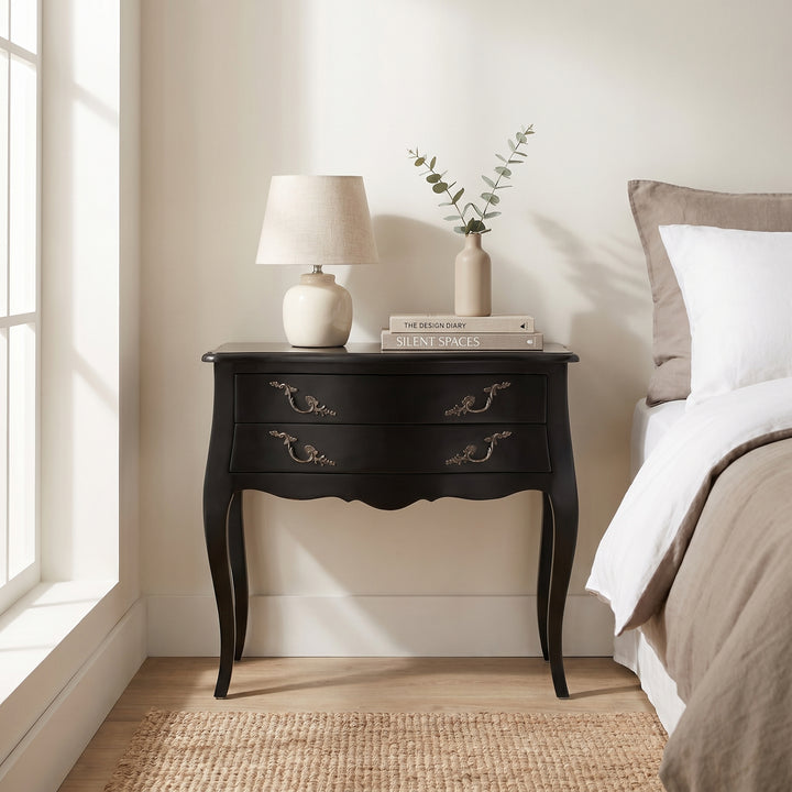 Louis Wide Double Drawer Bedside