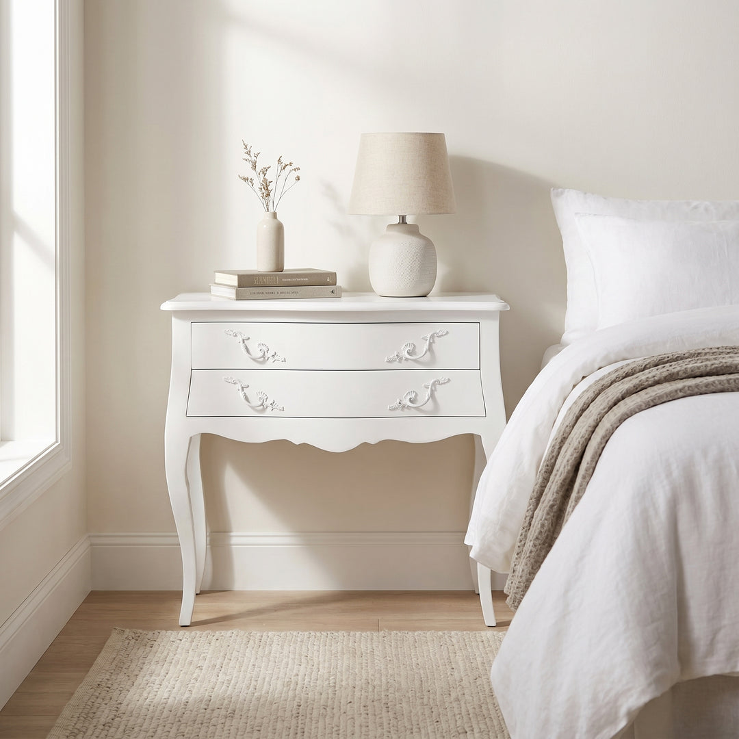 Louis Wide Double Drawer Bedside