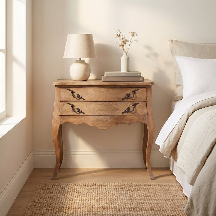 Louis Wide Double Drawer Bedside