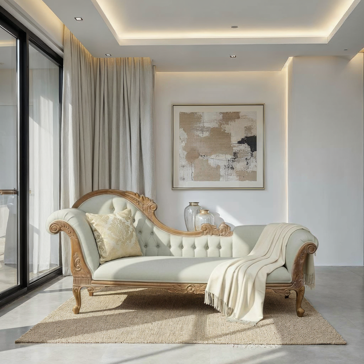 Large Carved Chaise Lounge