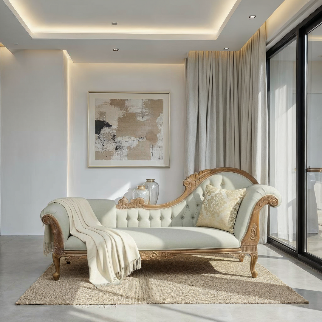 Large Carved Chaise Lounge