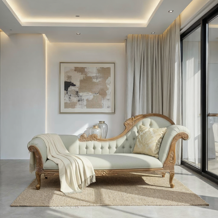 Large Carved Chaise Lounge