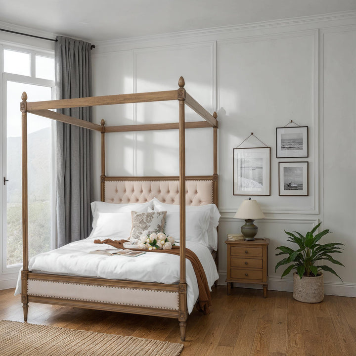 Upholstered serenity four poster bed - king size