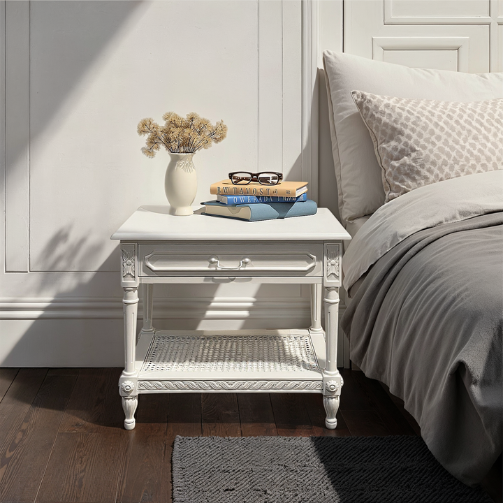 Marseille Timber and Rattan Bedside