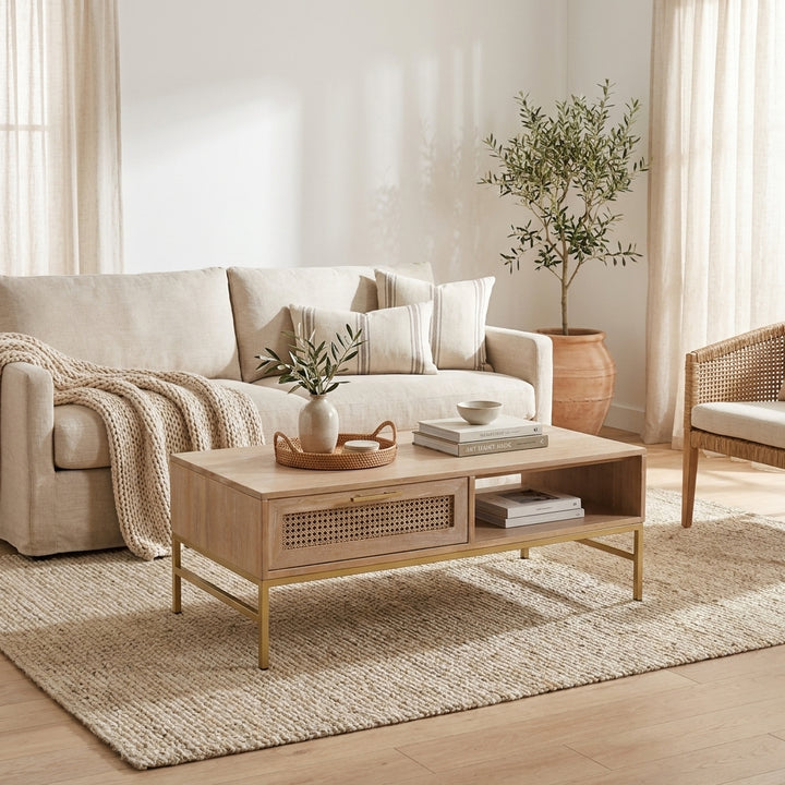 Mala Timber and rattan coffee table