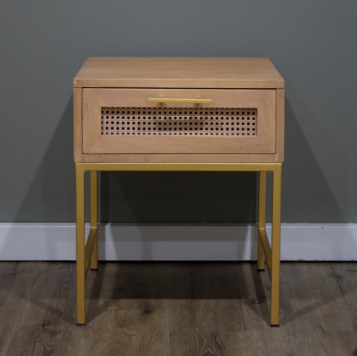 Mala Timber and Rattan Bedside Table - Wholesale